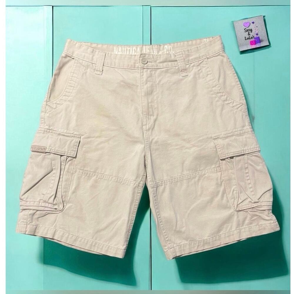 Nautica Jeans Co Cargo Shorts Mens Size 36 Beige Khaki Utility Casual